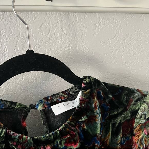 Sandro Swana Floral Velvet Long Sleeve Mini Dress - Picture 7 of 12